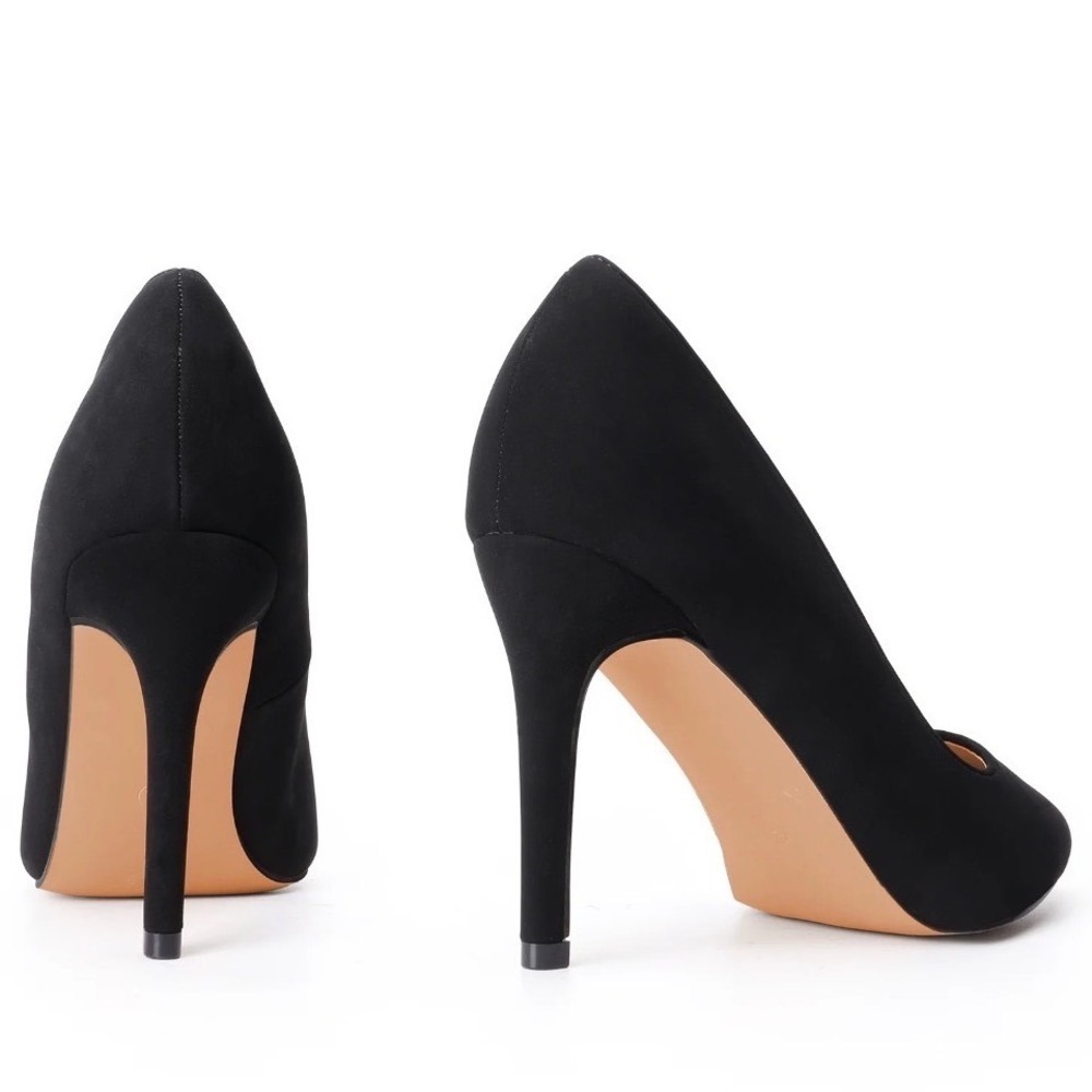 Burudani Womens Pointed Toe Pumps Black Faux Leather Stiletto Heels Sz 7.5 New - Picture 8 of 14